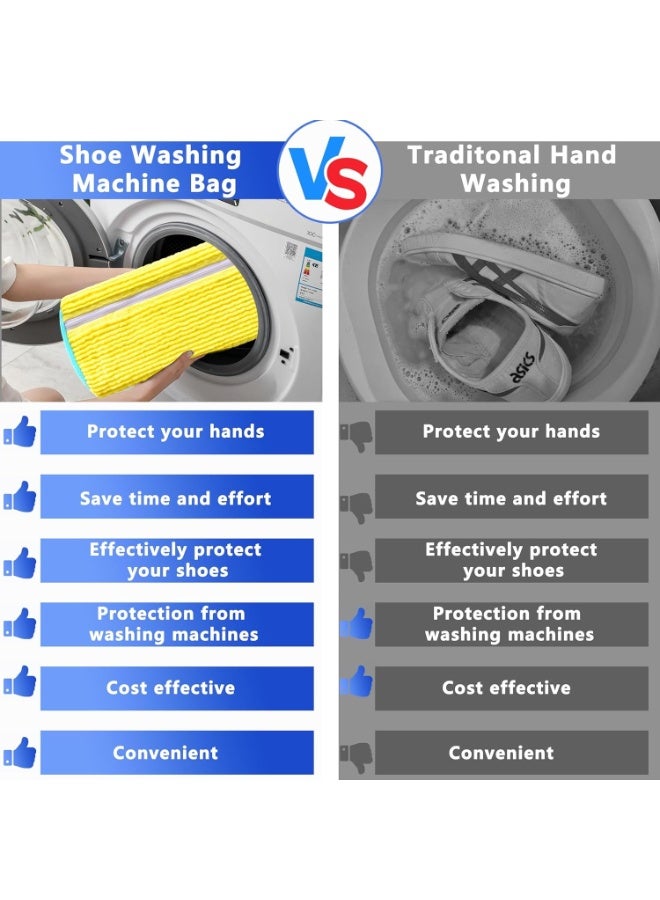 Happy Home 1Pcs Reusable Shoe Washing Machine Bag for Washer and Dryer – Hands-Free Shoe Cleaning, 360° Deep Cleaning with Over 1000 Chenille Bristles, Zipper Protection Design, Prevents Deformation, Durable and Reusable Laundry Bag for All Shoes, Sneakers, Sports Shoes, Running Shoes, Kids’ Shoes – Yellow - Image 5